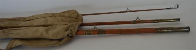 A good three piece split cane rod. Est. £20 - £30.