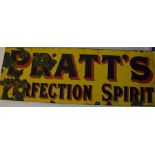 A "Pratt's Perfection Spirit" enamelled sign. Appr