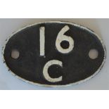 A British Railways cast iron shed code plate. "16C