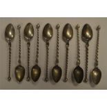 A set of ten Continental ice cream spoons with twi