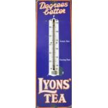 A "Lyons Tea" enamelled thermometer. Approx. 57 cm