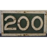 A cast iron number plate, "200". Approx. 31 cms x