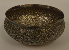 A circular flower decorated Indian bowl. Approx. 1