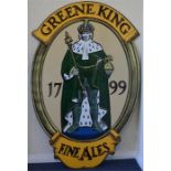 A large reproduction "Greene King Fine Ales" ename