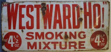 A "Westward Ho! Smoking Mixture" sign. Approx. 38