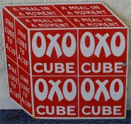 An "Oxo Cube" sign. Approx. 23 cm x 23 cm. Est. £6