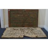 A Southern Railway cast iron sign, "Warning...not