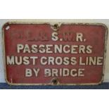 A London and South Western Railway cast iron sign,