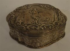 A large oval Continental trinket box decorated wit