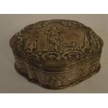 A large oval Continental trinket box decorated wit