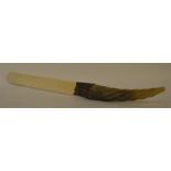 A good carved ivory paper knife with embossed hand