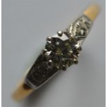 A good diamond single stone ring in 18 carat yello