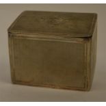 A heavy silver Continental tea caddy with engine t