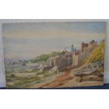 P E D WARING: Stormy sea off Lyme Regis. Signed. A