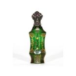 An attractive green gold overlaid glass scent bott