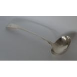 A heavy George III fiddle pattern soup ladle. Lond