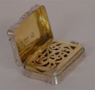 A small rectangular hinged vinaigrette with gilded