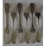 A heavy set of six fiddle pattern dessert forks. N