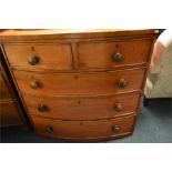 An Antique bow front small chest of drawers. Est.