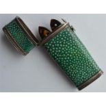 A good quality shaggreen hinged top etui with fitt