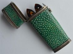 A good quality shaggreen hinged top etui with fitt