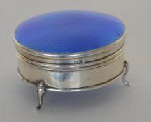 A good quality blue enamelled ring box with fitted