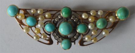 An attractive 15 carat pearl diamond and turquoise