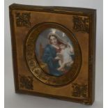 A brass mounted rectangular miniature of figures d