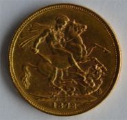An 1872 full sovereign. Est. £180 - £220.