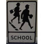 A large white painted enamelled school sign. Est.