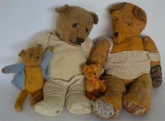 A group of old teddy bears. Est. £30 - £50.