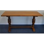 An oak rectangular refectory table. Est. £30 - £50