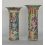 Two tall Canton vases with floral decoration. Est.