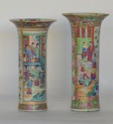 Two tall Canton vases with floral decoration. Est.