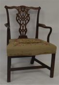 A good Georgian carver chair, the back heavily dec