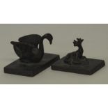 Two cold bronzes of animals on matching base with