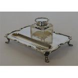 A rectangular shaped edge inkstand with matching b