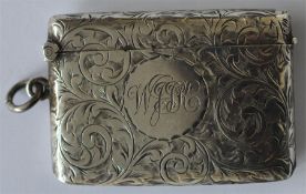 An attractive engraved hinged top vesta case. Birm