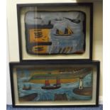 Two framed and glazed modernistic harbour scenes o