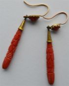 A small pair of Antique coral earrings. Est. £40 -