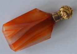 A good banded agate scent bottle with tapered deco