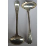 A pair of heavy bead edge sauce ladles. London. By