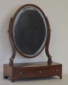 An Antique Georgian bow front toilet mirror. Est.