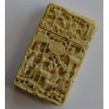 A good quality Antique carved ivory card case with