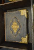 Good Antique carved Bible box and Bible. Est. £150