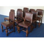 A heavy set of ten oak carved chairs. Est. £100 -