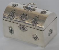 An unusual plated jewellery casket with hinged top