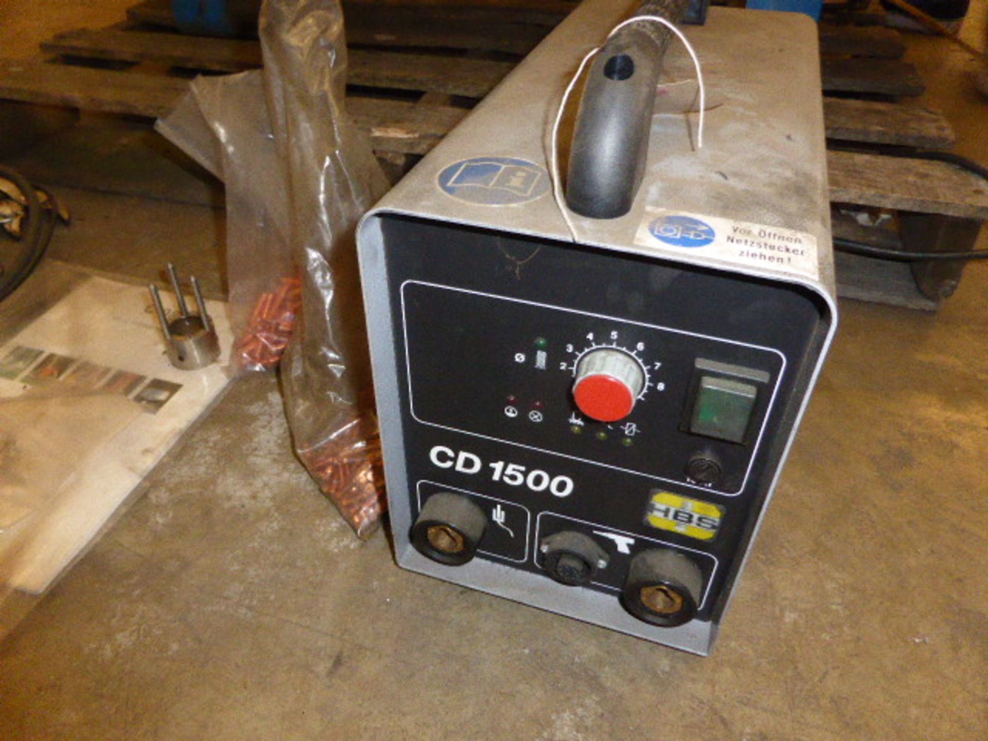 CD1500 stud welding gun with associated tooling and cable, single phase electric