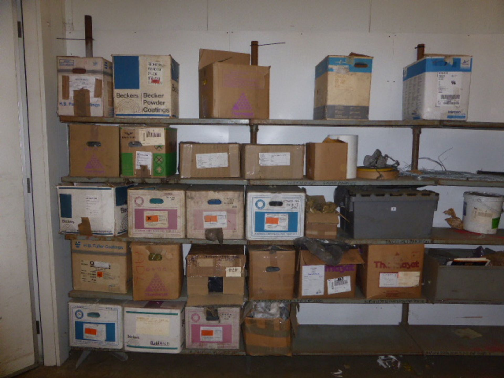 Approx. 25 boxes of powder coating stock brands inc. Interpon, Akzo Nobel, Thermoset and others,