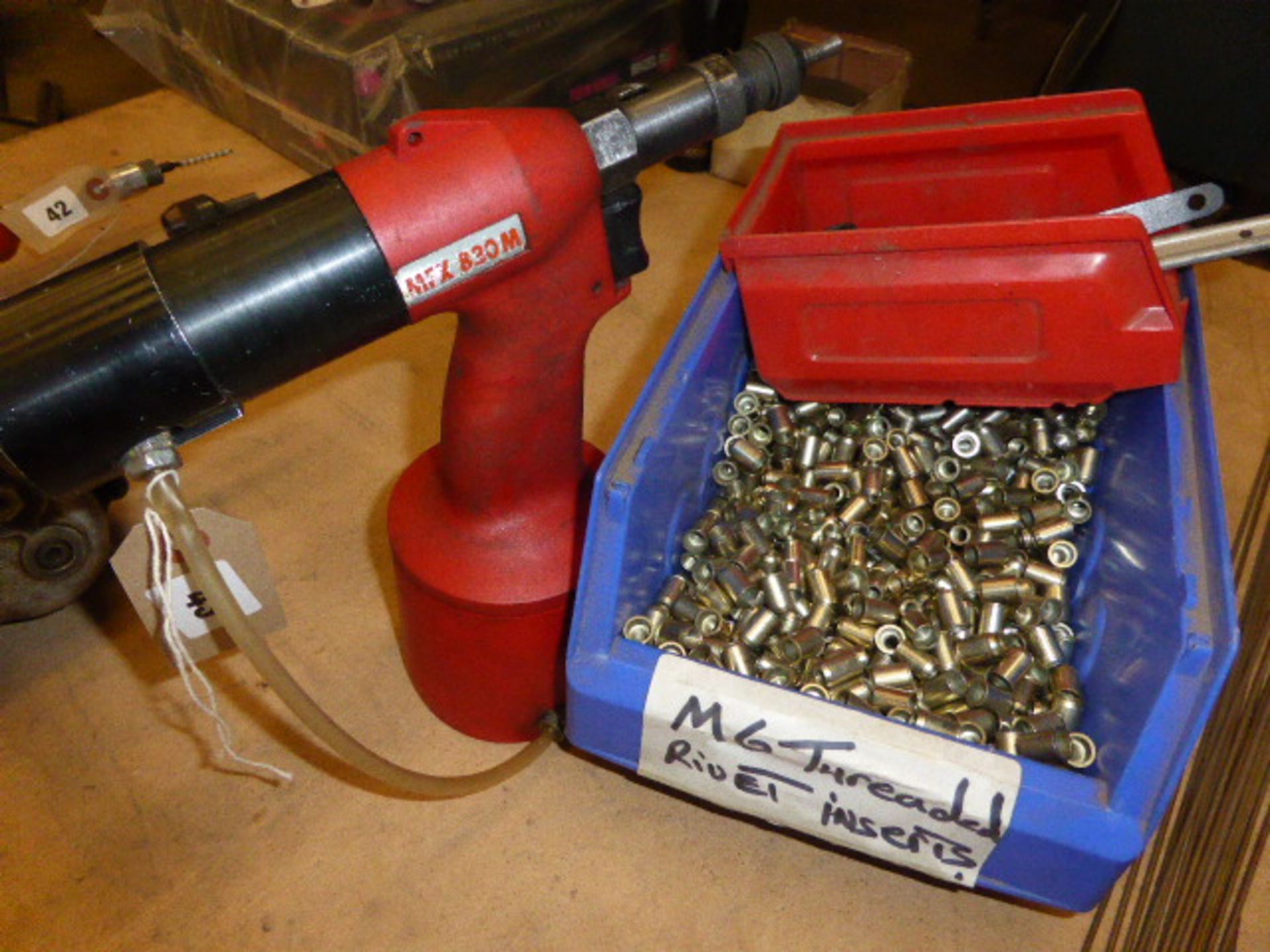 MFX830M air operated rivet gun with inserts and tooling